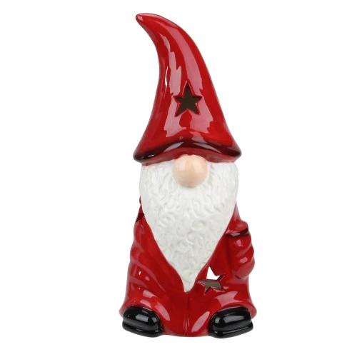 Northlight 9.75 Red Ceramic Christmas Star Gnome Tealight Candle Holder 1 Northlight 9.75 Red Ceramic Christmas Star Gnome Tealight Candle Holder