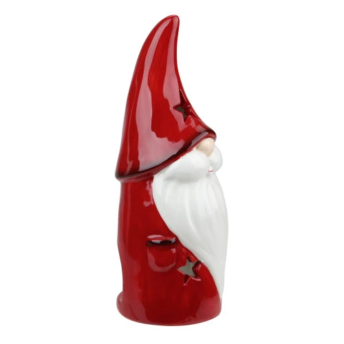 Northlight 8.25 Red Ceramic Christmas Star Gnome Tealight Candle Holder 2 Northlight 8.25 Red Ceramic Christmas Star Gnome Tealight Candle Holder - Image 2