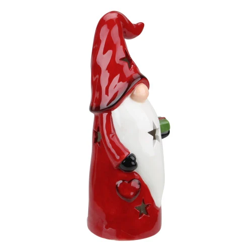 Northlight 10 Red Ceramic Christmas Star Gnome Tealight Candle Holder 2 Northlight 10 Red Ceramic Christmas Star Gnome Tealight Candle Holder - Image 2