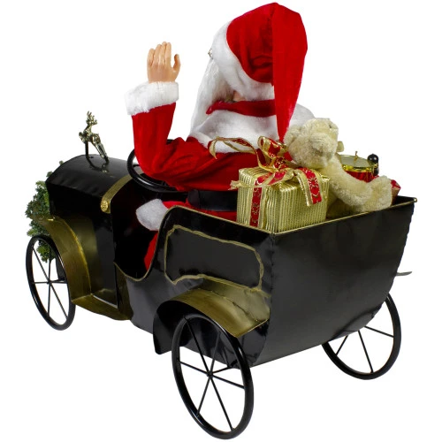 Northlight 33" Santa Delivering Presents In A Black And Gold Vintage Car Christmas Decoration 5 Northlight 33" Santa Delivering Presents In A Black And Gold Vintage Car Christmas Decoration - Image 5