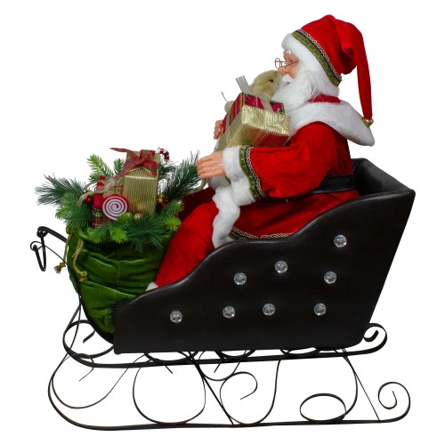 Northlight 32" Red Traditional Jolly Santa Claus In Jewel Sleigh Christmas Figurine 3 Northlight 32" Red Traditional Jolly Santa Claus In Jewel Sleigh Christmas Figurine - Image 3