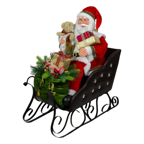 Northlight 32" Red Traditional Jolly Santa Claus In Jewel Sleigh Christmas Figurine 1 Northlight 32" Red Traditional Jolly Santa Claus In Jewel Sleigh Christmas Figurine