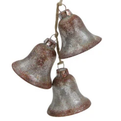 Northlight 5" Silver And Brown String Of Bells Glass Christmas Ornament