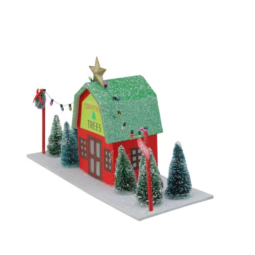 Northlight 14" Red And Green LED Lighted Christmas Tree Store With Pine Trees - Cool White Lights 2 Northlight 14" Red And Green LED Lighted Christmas Tree Store With Pine Trees - Cool White Lights - Image 2