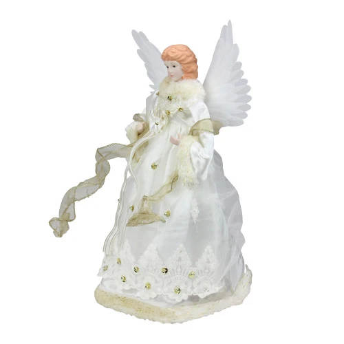 Kurt Adler 16" Lighted Gold Fiber Optic Animated Porcelain Angel Christmas Tree Topper 2 Kurt Adler 16" Lighted Gold Fiber Optic Animated Porcelain Angel Christmas Tree Topper - Image 2