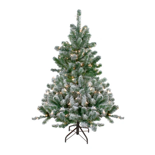 Northlight 4.5' Pre-Lit Full Flocked Natural Emerald Artificial Christmas Tree - Warm Clear Lights 1 Northlight 4.5' Pre-Lit Full Flocked Natural Emerald Artificial Christmas Tree - Warm Clear Lights