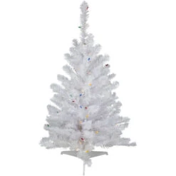 Northlight 3' Pre-Lit Snow White Artificial Christmas Tree, Multi Lights