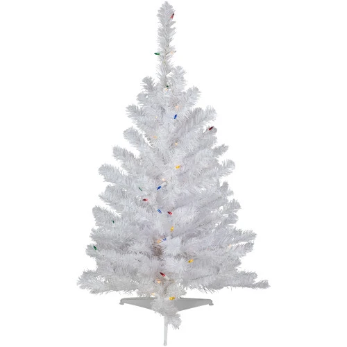 Northlight 3' Pre-Lit Snow White Artificial Christmas Tree, Multi Lights 1 Northlight 3' Pre-Lit Snow White Artificial Christmas Tree, Multi Lights