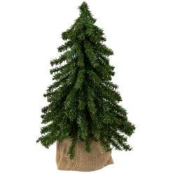 Northlight 15" Downswept Village Pine Medium Artificial Christmas Tree In Burlap Base, Unlit