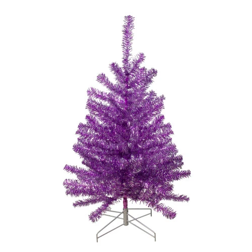 Northlight 3' Metallic Purple Tinsel Artificial Christmas Tree - Unlit 1 Northlight 3' Metallic Purple Tinsel Artificial Christmas Tree - Unlit