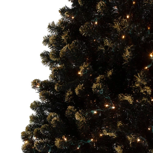 Northlight Pre-Lit LED Black Crystal Pine With Gold Glitter Artificial Christmas Tree - 7.5 Ft Clear Lights 3 Northlight Pre-Lit LED Black Crystal Pine With Gold Glitter Artificial Christmas Tree - 7.5 Ft Clear Lights - Image 3