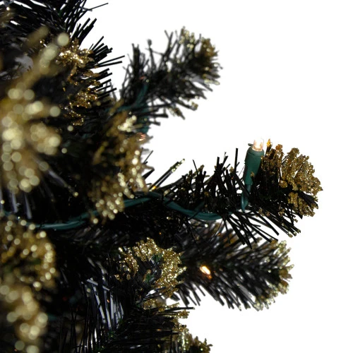 Northlight Pre-Lit LED Black Crystal Pine With Gold Glitter Artificial Christmas Tree - 7.5 Ft Clear Lights 2 Northlight Pre-Lit LED Black Crystal Pine With Gold Glitter Artificial Christmas Tree - 7.5 Ft Clear Lights - Image 2