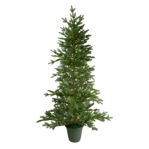 Northlight 6' Potted Noble Pine Slim Artificial Christmas Tree - Unlit 1 Northlight 6' Potted Noble Pine Slim Artificial Christmas Tree - Unlit