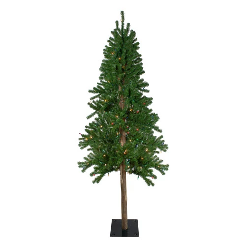 Northlight 6' Pre-Lit Medium Alpine Artificial Christmas Tree - Multicolor Lights 1 Northlight 6' Pre-Lit Medium Alpine Artificial Christmas Tree - Multicolor Lights