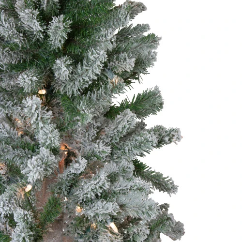 Northlight Set Of 3 Pre-Lit Slim Flocked Alpine Artificial Christmas Trees 5' - Clear Lights 4 Northlight Set Of 3 Pre-Lit Slim Flocked Alpine Artificial Christmas Trees 5' - Clear Lights - Image 4