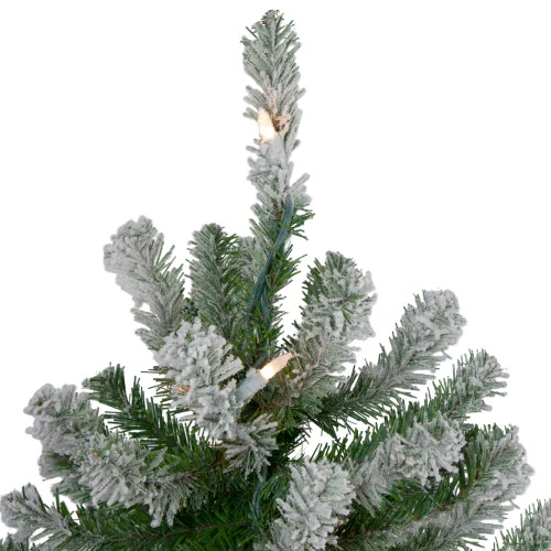 Northlight Set Of 3 Pre-Lit Slim Flocked Alpine Artificial Christmas Trees 5' - Clear Lights 3 Northlight Set Of 3 Pre-Lit Slim Flocked Alpine Artificial Christmas Trees 5' - Clear Lights - Image 3