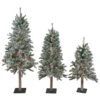 Northlight Set Of 3 Pre-Lit Slim Flocked Alpine Artificial Christmas Trees 5' - Clear Lights