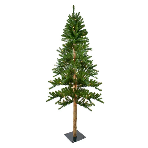 Northlight 6' Pre-Lit Pencil Alpine Artificial Christmas Tree, Clear Lights 1 Northlight 6' Pre-Lit Pencil Alpine Artificial Christmas Tree, Clear Lights