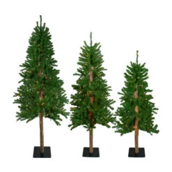Northlight Set Of 3 Pre-Lit Slim Alpine Artificial Christmas Trees 6' - Multi Lights