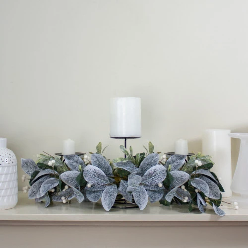 Northlight 32" Iced Leaves And Winter Berries Artificial Christmas Pillar Candle Holder 2 Northlight 32" Iced Leaves And Winter Berries Artificial Christmas Pillar Candle Holder - Image 2