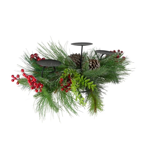 Northlight 32" Iced Mixed Pine, Berries And Pine Cones Christmas Pillar Candle Holder 3 Northlight 32" Iced Mixed Pine, Berries And Pine Cones Christmas Pillar Candle Holder - Image 3