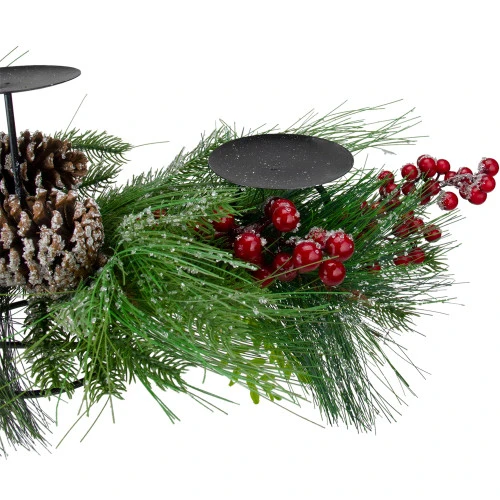 Northlight 32" Iced Mixed Pine, Berries And Pine Cones Christmas Pillar Candle Holder 4 Northlight 32" Iced Mixed Pine, Berries And Pine Cones Christmas Pillar Candle Holder - Image 4