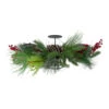Northlight 32" Iced Mixed Pine, Berries And Pine Cones Christmas Pillar Candle Holder