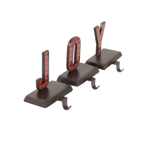 Northlight Set Of 3 Red And Black Buffalo Plaid "JOY" Christmas Stocking Holder 6" 2 Northlight Set Of 3 Red And Black Buffalo Plaid "JOY" Christmas Stocking Holder 6" - Image 2