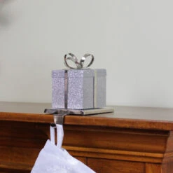 Northlight 5.5" Silver Glitter Gift Box With Bow Christmas Metal Stocking Holder 9 Northlight 5.5" Silver Glitter Gift Box With Bow Christmas Metal Stocking Holder -Christmas Decoration Store northlight wy15258 3 61533.1691247511