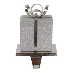 Northlight 5.5" Silver Glitter Gift Box With Bow Christmas Metal Stocking Holder 8 Northlight 5.5" Silver Glitter Gift Box With Bow Christmas Metal Stocking Holder -Christmas Decoration Store northlight wy15258 96889.1691247511