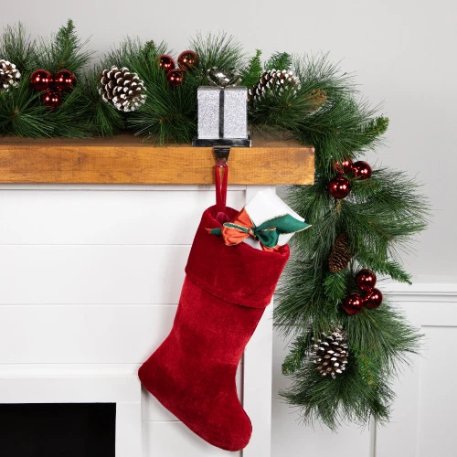 Northlight 5.5" Silver Glitter Gift Box With Bow Christmas Metal Stocking Holder 2 Northlight 5.5" Silver Glitter Gift Box With Bow Christmas Metal Stocking Holder - Image 2