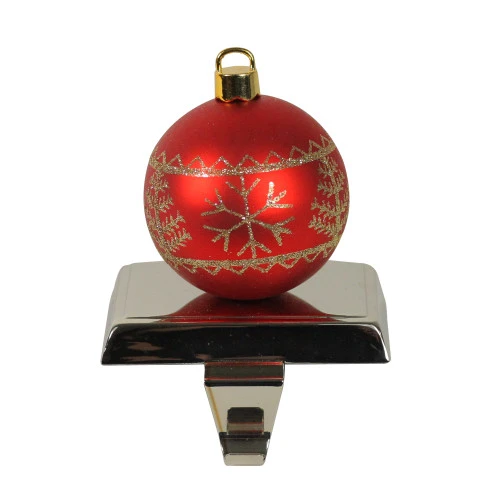 Northlight 5.5" Red And Gold Snowflake And Christmas Tree Ball Ornament Stocking Holder 1 Northlight 5.5" Red And Gold Snowflake And Christmas Tree Ball Ornament Stocking Holder
