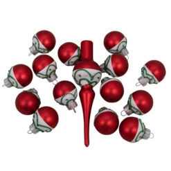 Northlight 15ct Red And White Frosted Tree Topper With Christmas Ball Ornaments -Christmas Decoration Store northlight wy27600 3 50451.1665432996