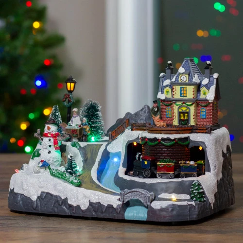 Northlight 10" LED Lighted Animated Train Christmas Village 2 Northlight 10" LED Lighted Animated Train Christmas Village - Image 2