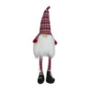 Northlight 23" Red And Gray Striped Christmas Santa Gnome With Dangling Legs