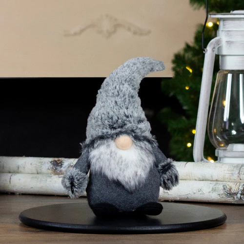 Northlight 20" Gray Sitting Tabletop Christmas Gnome With Faux Fur Hat 2 Northlight 20" Gray Sitting Tabletop Christmas Gnome With Faux Fur Hat - Image 2