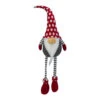 Northlight 24" Gray And Red Hanging Leg With Polka-Dot Snow Cap Smiling Gnome