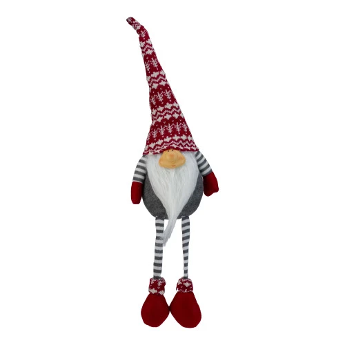 Northlight 24" Gray And Red Smiling Dangling Leg Christmas Gnome Decoration 1 Northlight 24" Gray And Red Smiling Dangling Leg Christmas Gnome Decoration