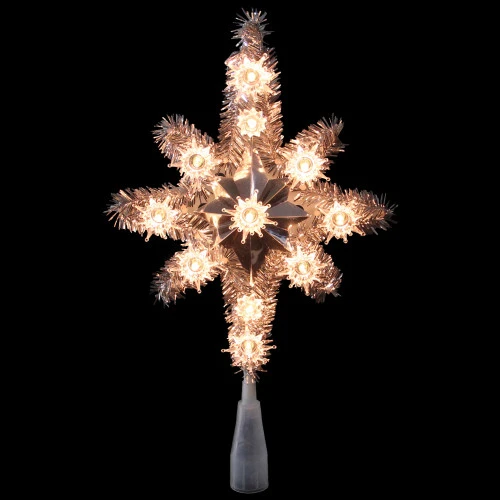 Northlight 11" Silver Lighted Tinsel Star Of Bethlehem Christmas Tree Topper - Clear Lights 2 Northlight 11" Silver Lighted Tinsel Star Of Bethlehem Christmas Tree Topper - Clear Lights - Image 2