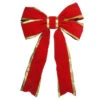 Northlight 25" X 37" Giant Red 3D 4-Loop Velveteen Christmas Bow With Gold Trim