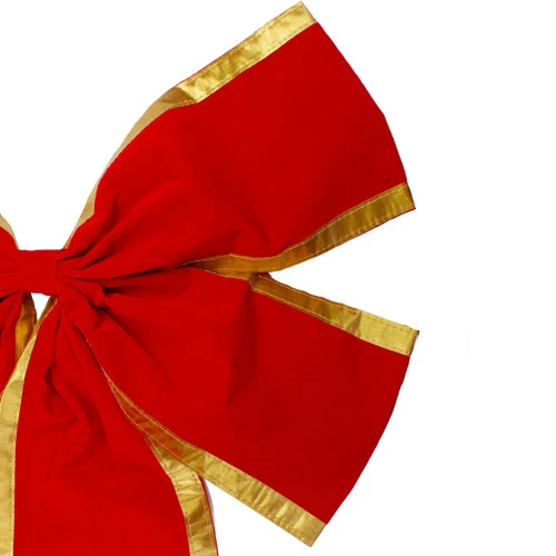 Northlight 24" X 38" Red And Gold 4-Loop Velveteen Christmas Bow Decoration 3 Northlight 24" X 38" Red And Gold 4-Loop Velveteen Christmas Bow Decoration - Image 3