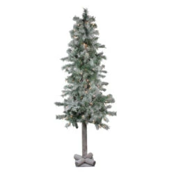 Northlight 5ft Pre-Lit Flocked Woodland Alpine Artificial Christmas Tree - Clear Lights