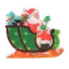 Northlight 17" Pre-Lit Green And Red Holographic Santa In Sleigh Christmas Window Silhouette Decoration