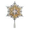 Northlight 13.5" Lighted Gold And Silver 3 Layer Snowflake Christmas Tree Topper - Clear Lights