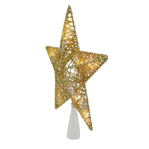 Northlight 9.5" Lighted 5 Point Gold Wire Star Christmas Tree Topper - Clear Lights 2 Northlight 9.5" Lighted 5 Point Gold Wire Star Christmas Tree Topper - Clear Lights - Image 2