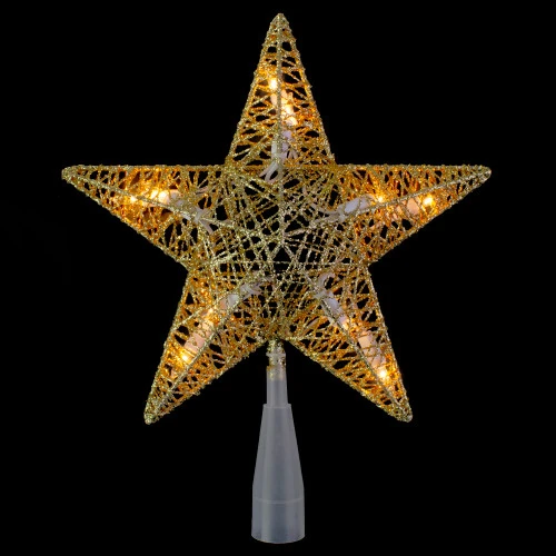 Northlight 9.5" Lighted 5 Point Gold Wire Star Christmas Tree Topper - Clear Lights 3 Northlight 9.5" Lighted 5 Point Gold Wire Star Christmas Tree Topper - Clear Lights - Image 3