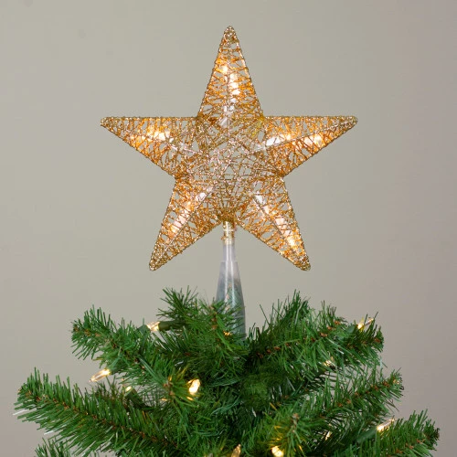 Northlight 9.5" Lighted 5 Point Gold Wire Star Christmas Tree Topper - Clear Lights 4 Northlight 9.5" Lighted 5 Point Gold Wire Star Christmas Tree Topper - Clear Lights - Image 4