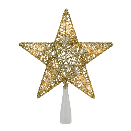 Northlight 9.5" Lighted 5 Point Gold Wire Star Christmas Tree Topper - Clear Lights 1 Northlight 9.5" Lighted 5 Point Gold Wire Star Christmas Tree Topper - Clear Lights