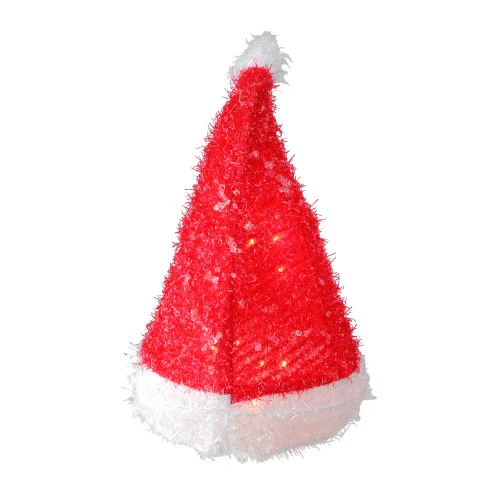 Northlight 13" Lighted Iced Tinsel Santa Hat Christmas Tree Topper - Clear Lights 2 Northlight 13" Lighted Iced Tinsel Santa Hat Christmas Tree Topper - Clear Lights - Image 2
