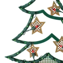 Northlight 17.75" Lighted Green And Gold Christmas Tree With Stars Outdoor Window Silhouette -Christmas Decoration Store northlightys27520 00913.1636546343